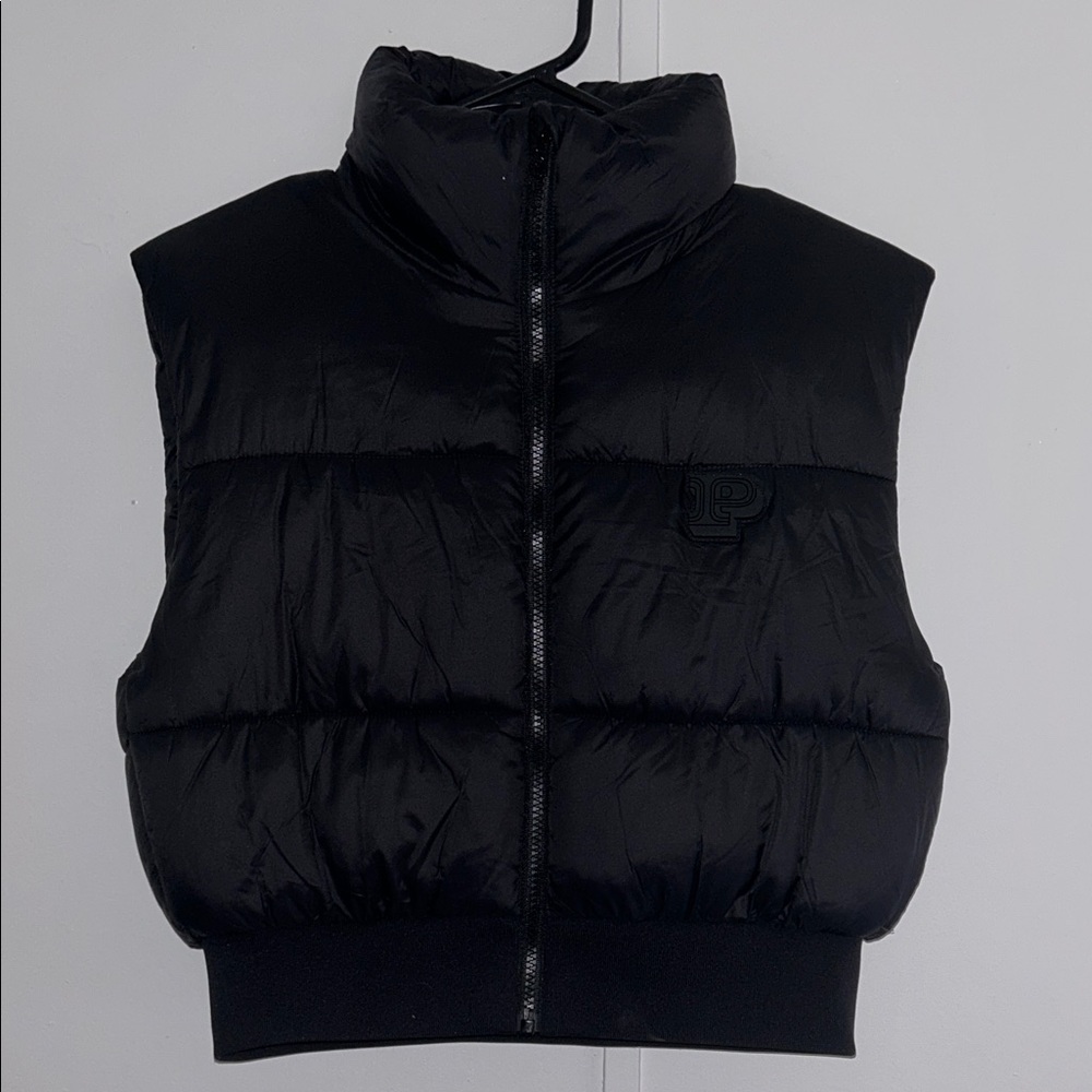 PINK Black Quilted Puffer Vest- Small